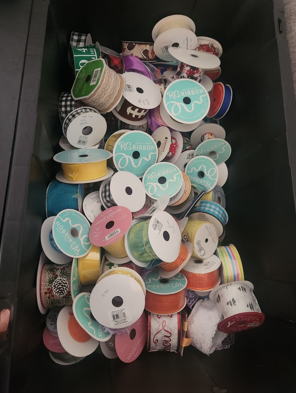 Large Lot Of Ribbon Mixed School Sports Colors Holiday New /Used